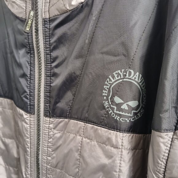 Harley-Davidson® Men's Turret Packable Mid-Layer Jacket, Black/Gray. - Picture 7 of 13